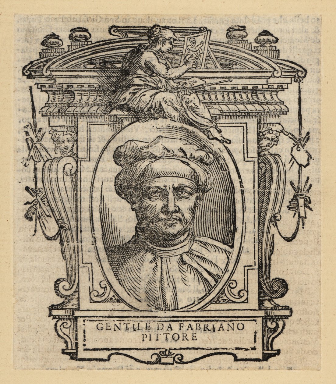 Porträtt av Gentile da Fabriano, italiensk målare, internationell gotisk stil, cirka 1370-1427 av Italian School