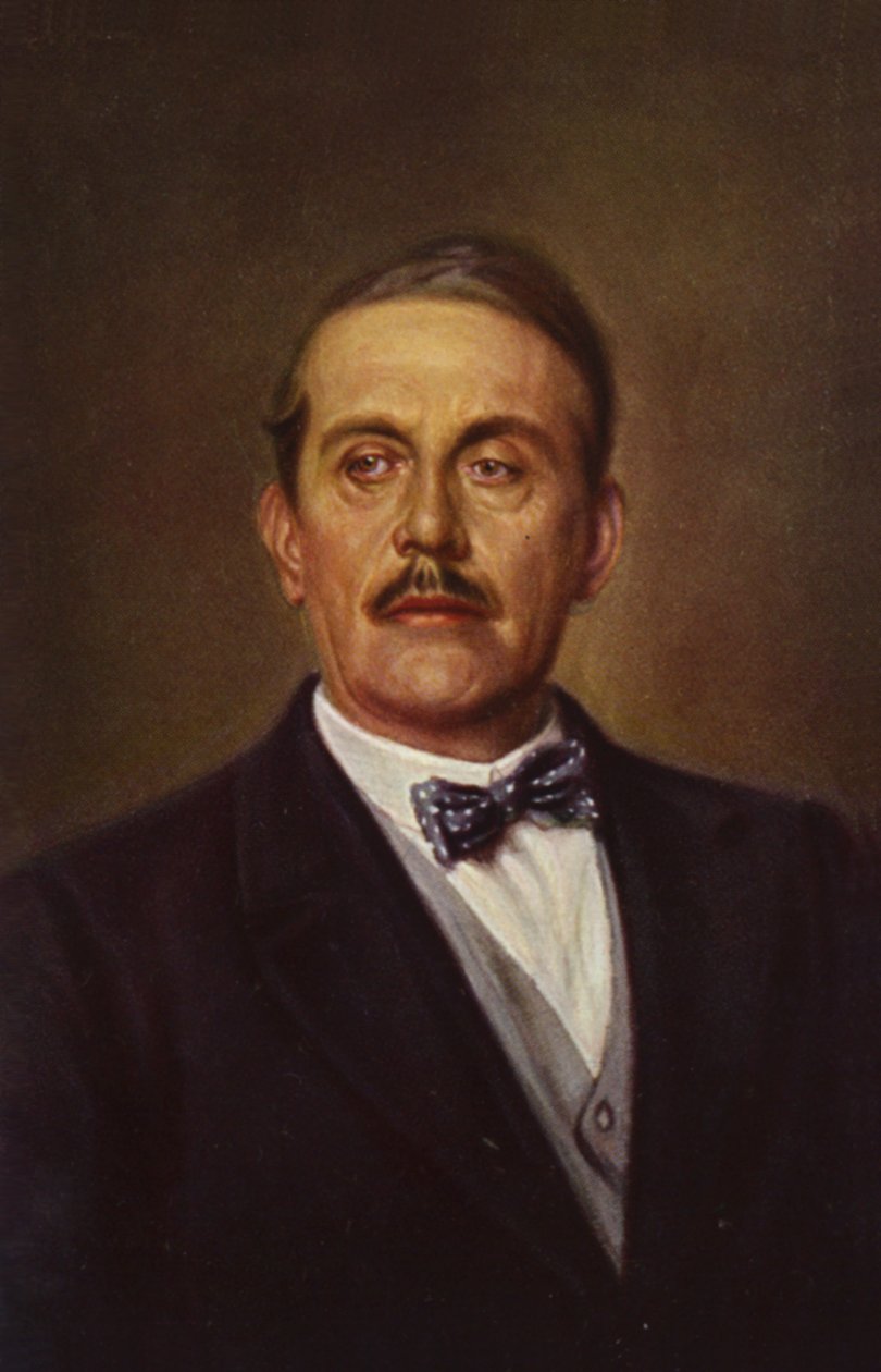 Porträtt av Giacomo Puccini (färglitografi) av Italian School
