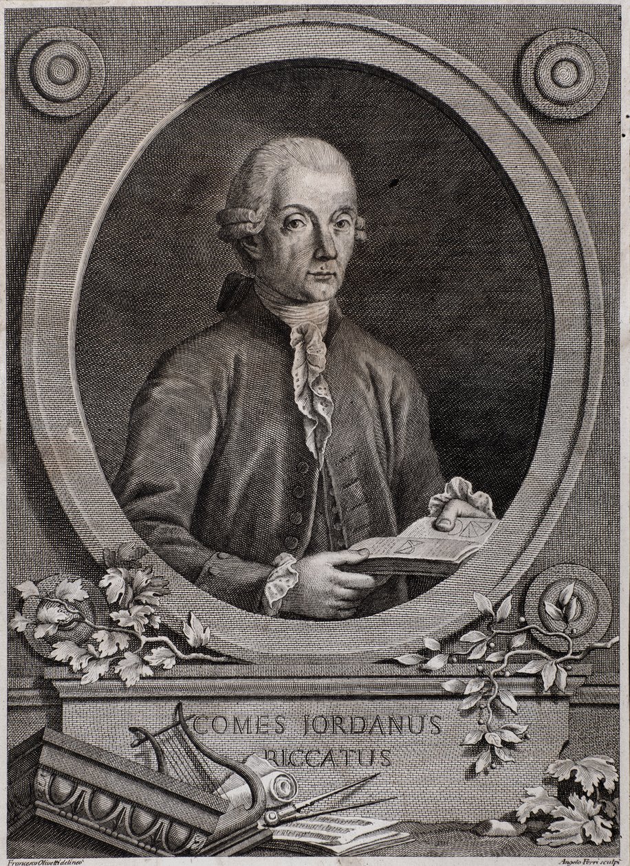 Porträtt av Giordano (Jordan) Riccati (1709-1790) fysiker, matematiker och musikteoretiker av Italian School