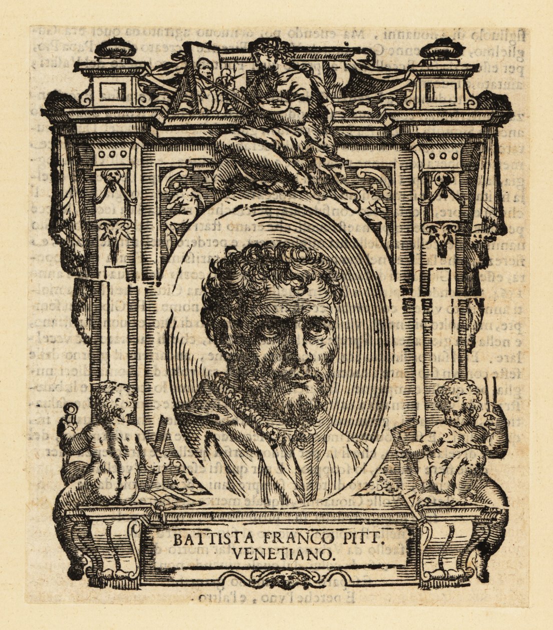 Porträtt av Giovanni Battista Franco, italiensk manéristisk målare och etsare verksam i Rom, Urbino och Venedig i mitten av 1500-talet av Italian School