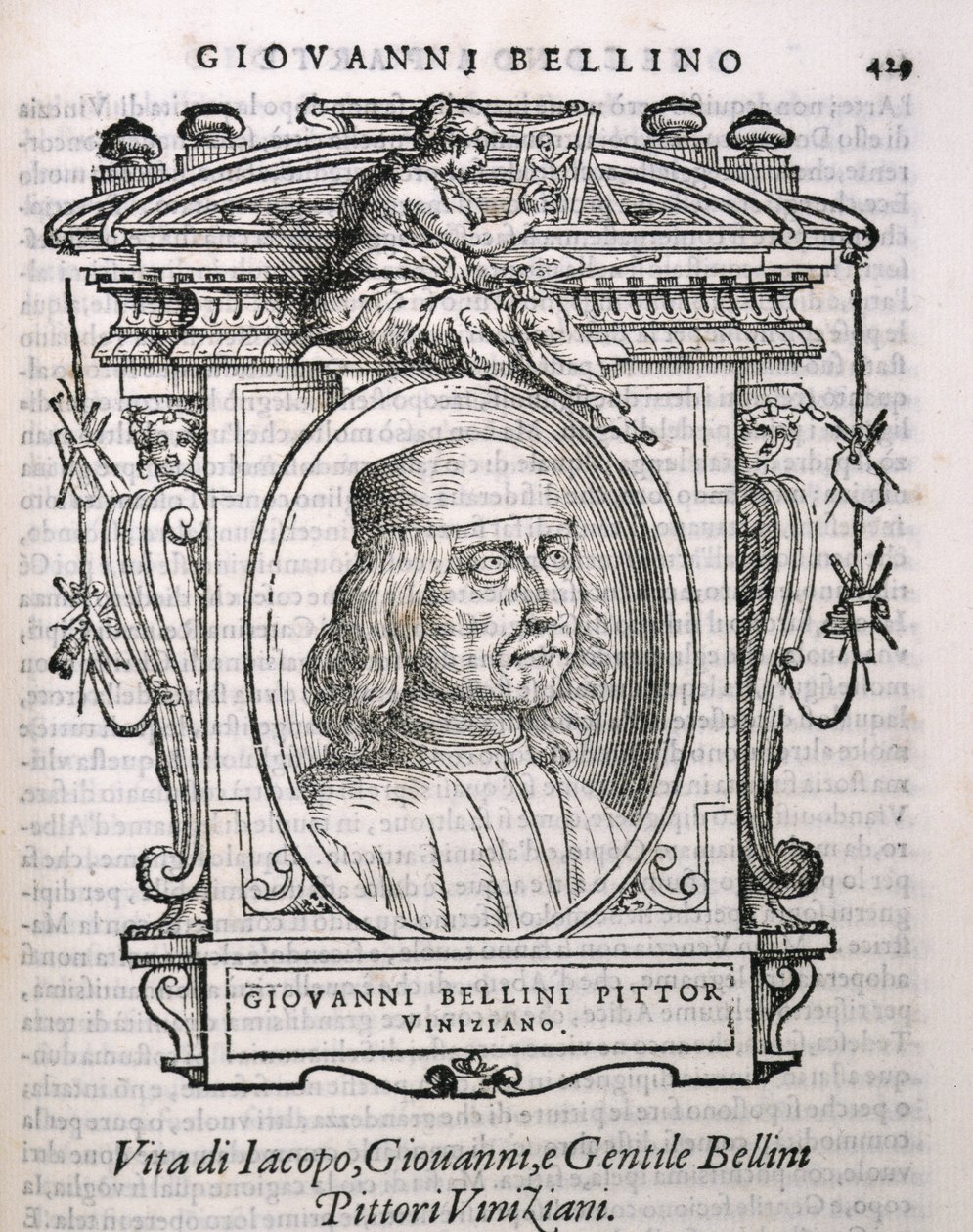 Porträtt av Giovanni Bellini (ca 1431-1516) från Vasaris Lives of the Artists, publicerad första gången 1550 av Italian School