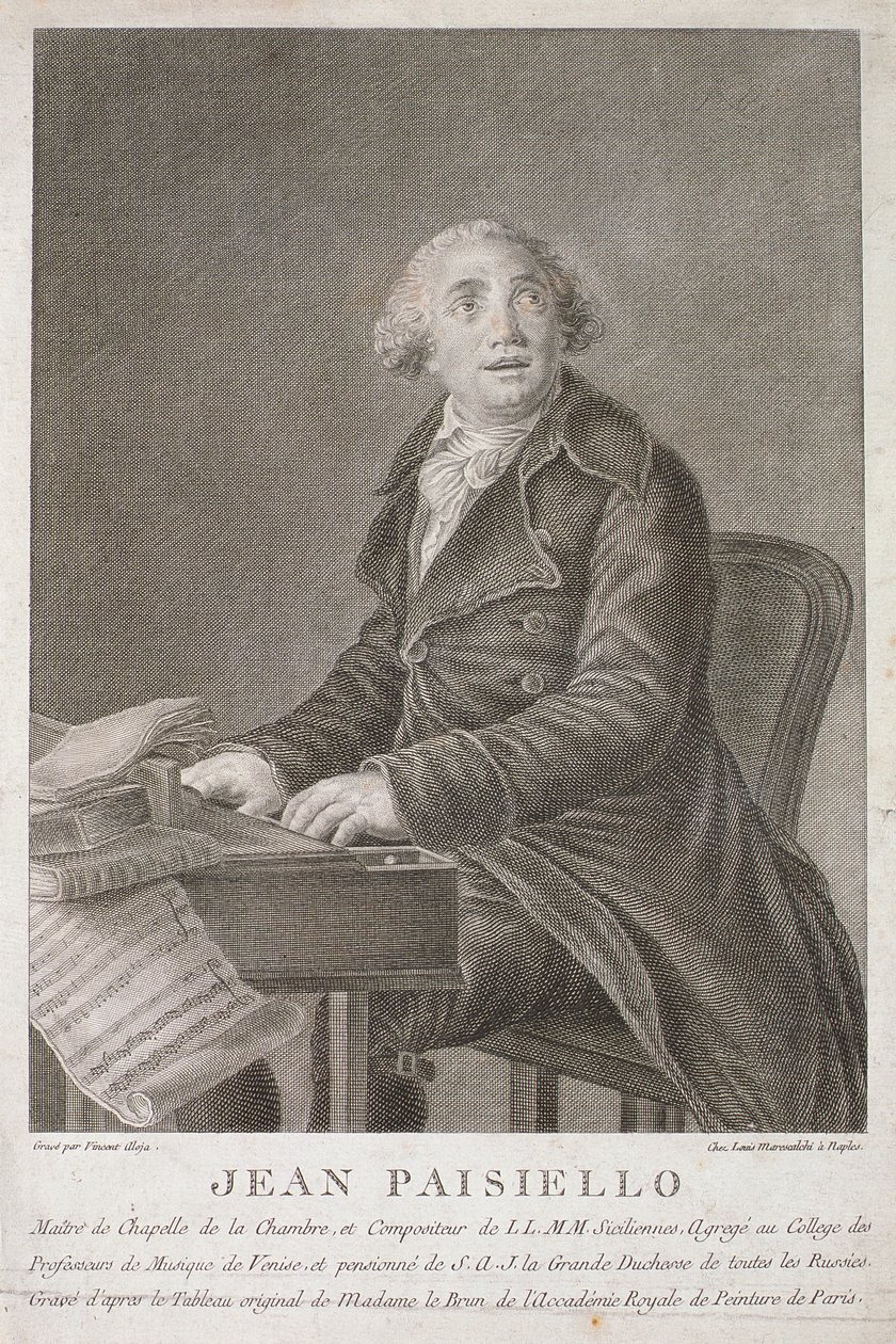 Porträtt av Giovanni Paisiello (1782-1840) graverad av Vincent Aloja av Italian School