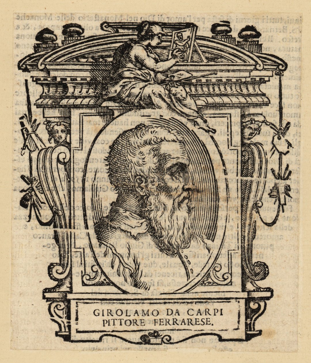 Porträtt av Girolamo Da Carpi, italiensk målare och dekoratör som arbetade vid Court of House of Este i Ferrara av Italian School