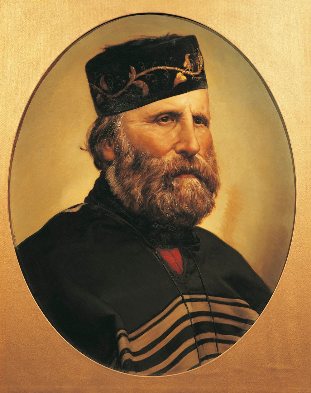 Porträtt av Giuseppe Garibaldi, ca 1897 (olja på kartong) av Italian School