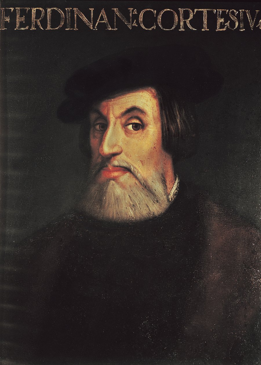 Porträtt av Hernando Cortes (1485-1547) av Italian School