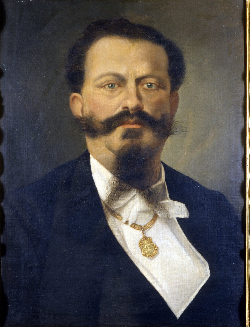 Porträtt av kung Victor Emmanuel II (Victor-Emmanuel) (Vittorio Emanuele) (1820 - 1878). Målning. 1800-talet. Risorgimentos museum. Milano av Italian School
