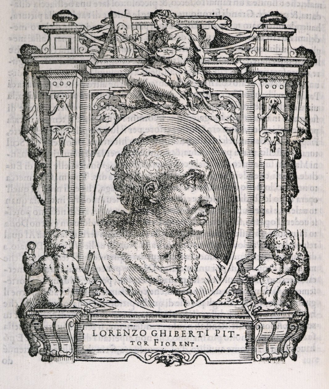 Porträtt av Lorenzo Ghiberti (1378-1455) från Vasaris Lives of the Artists, publicerad första gången 1550 av Italian School
