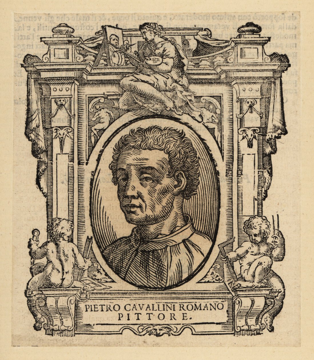 Porträtt av Pietro Cavallini, italiensk målare och mosaikdesigner från senmedeltiden av Italian School