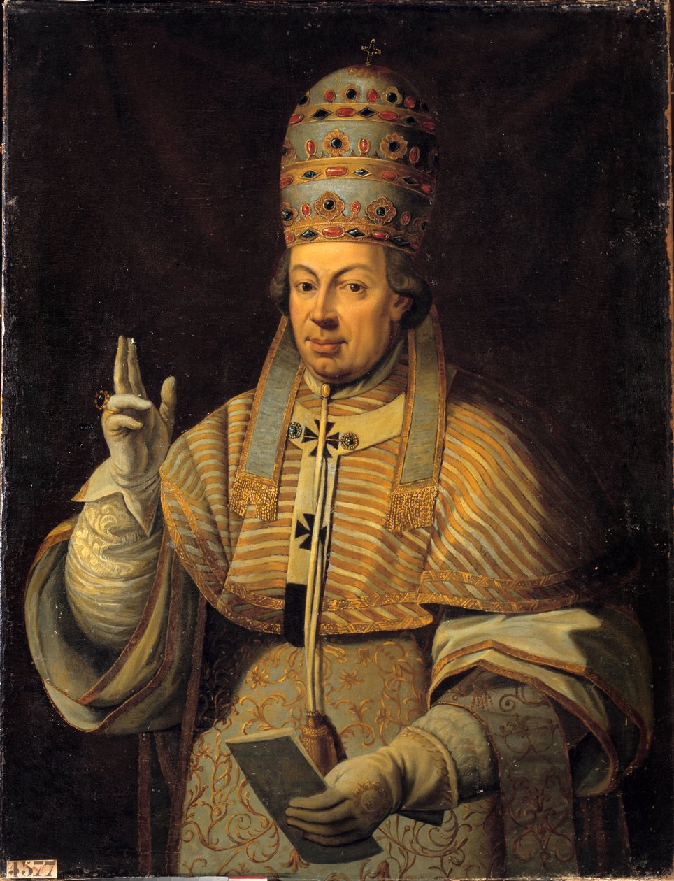 Porträtt av påven Pius (Pio eller Pius) VI (1717-1799). Anonym italiensk målning av Italian School