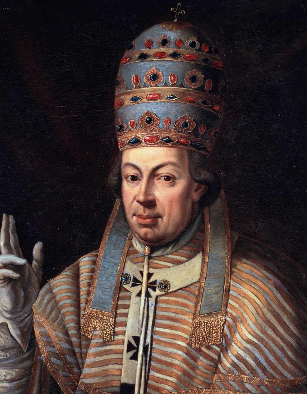 Porträtt av påven Pius VI, detalj (olja på duk av Italian School