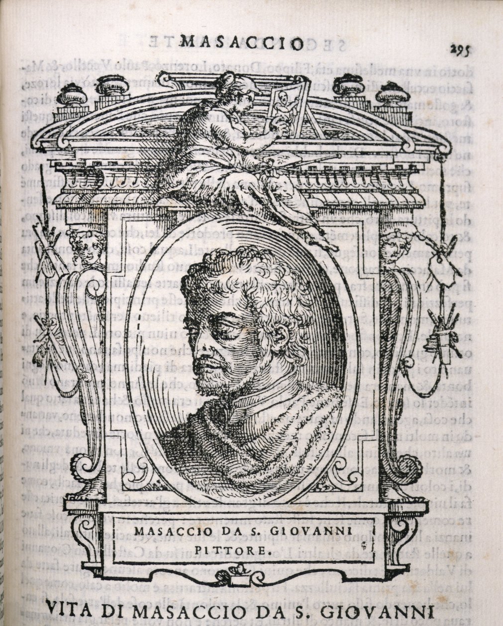 Porträtt av Tommaso Masaccio (1401-28) från Vasaris Lives of the Artists, publicerad första gången 1550 av Italian School