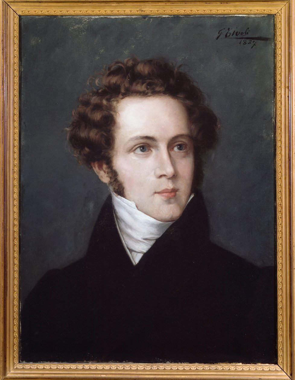 Porträtt av Vincenzo Bellini (1801-1835) italiensk kompositör av Italian School
