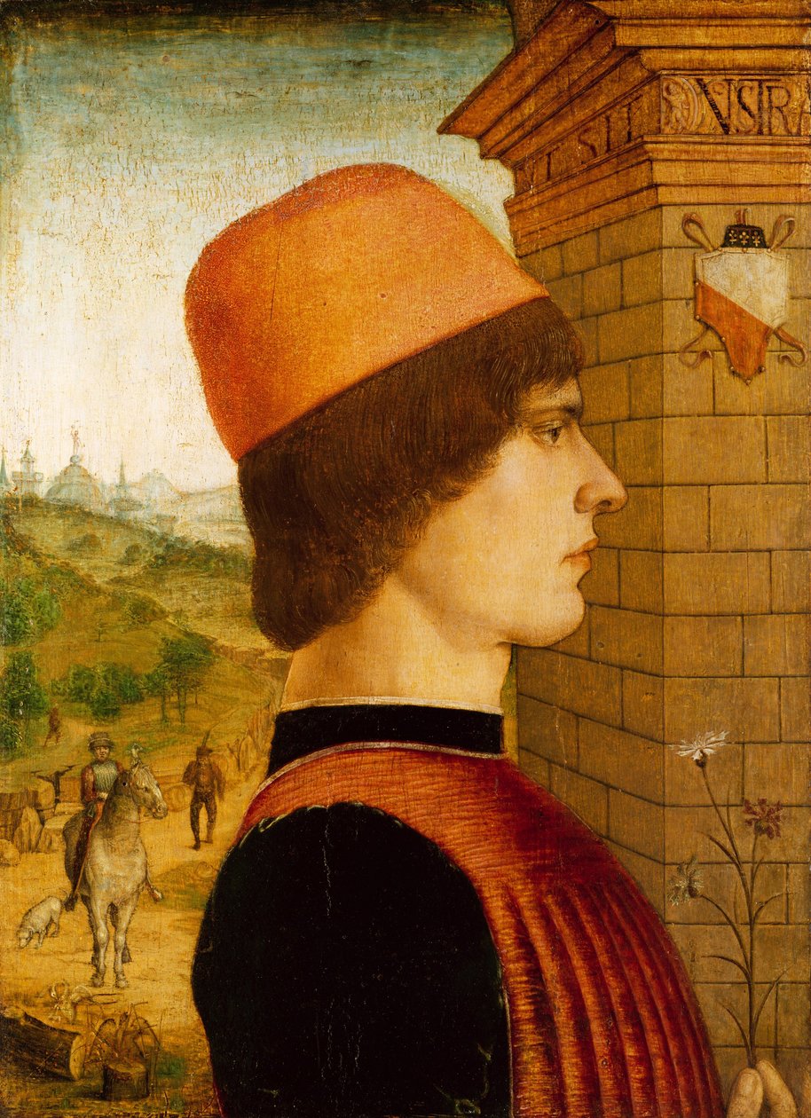 Porträtt av en man, ca 1494 (tempera på trä) av Italian School