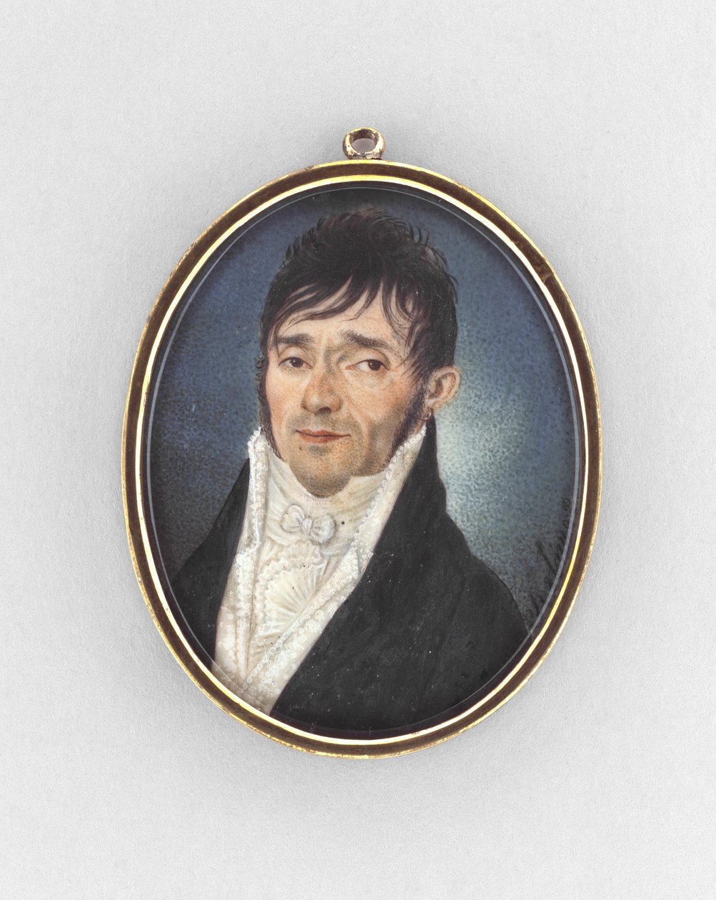 Porträtt av en man, ca 1810 (akvarell på elfenben) av Italian School
