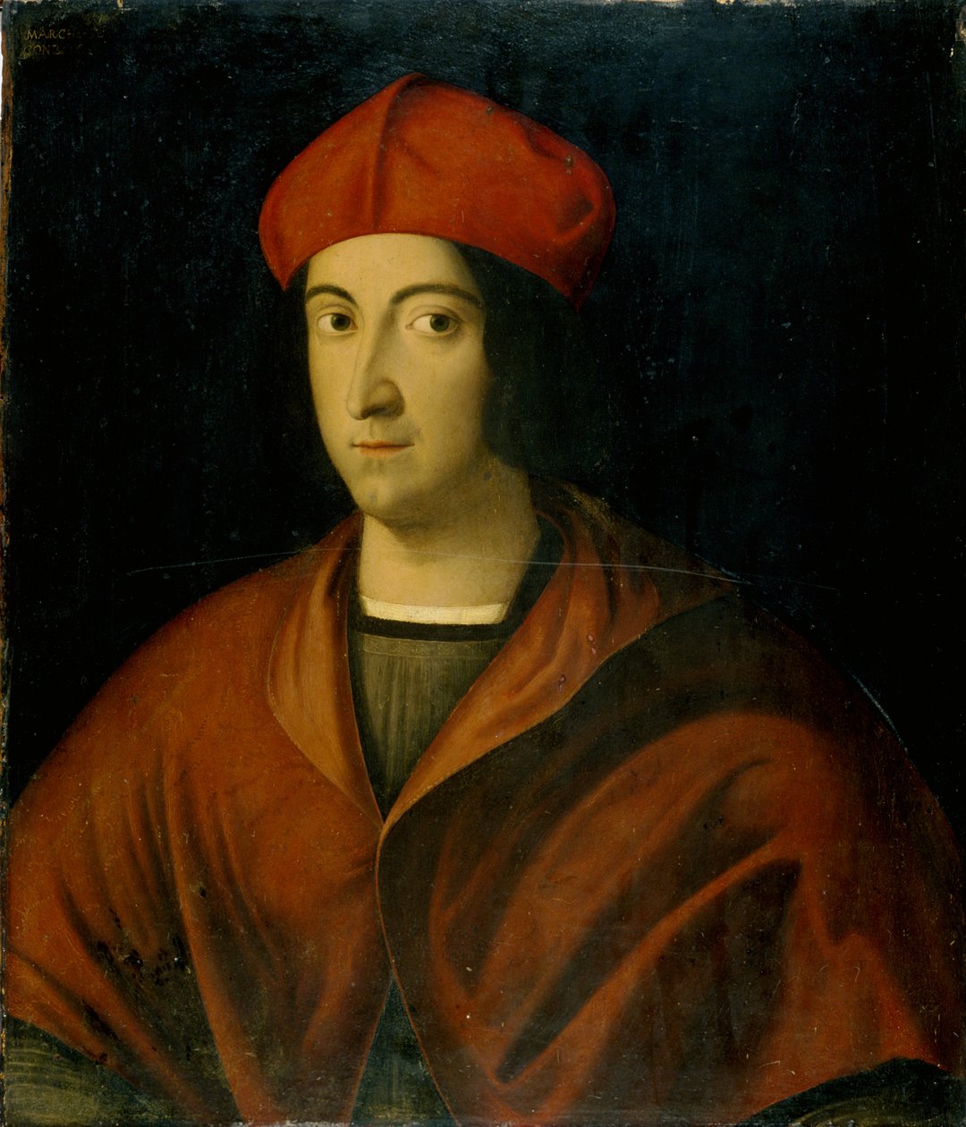 Porträtt av en kardinal (tempera på trä) av Italian School