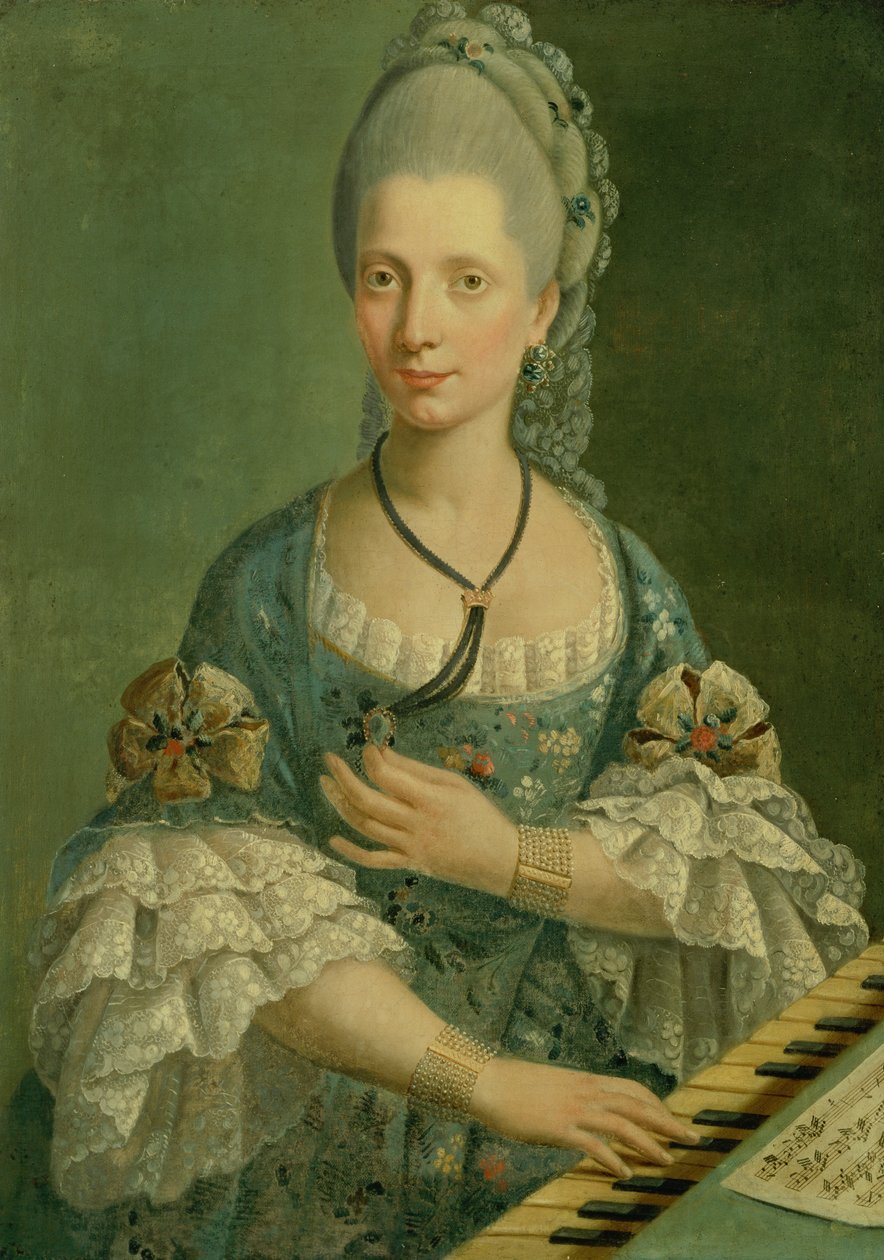 Porträtt av en pianist (olja på duk) av Italian School