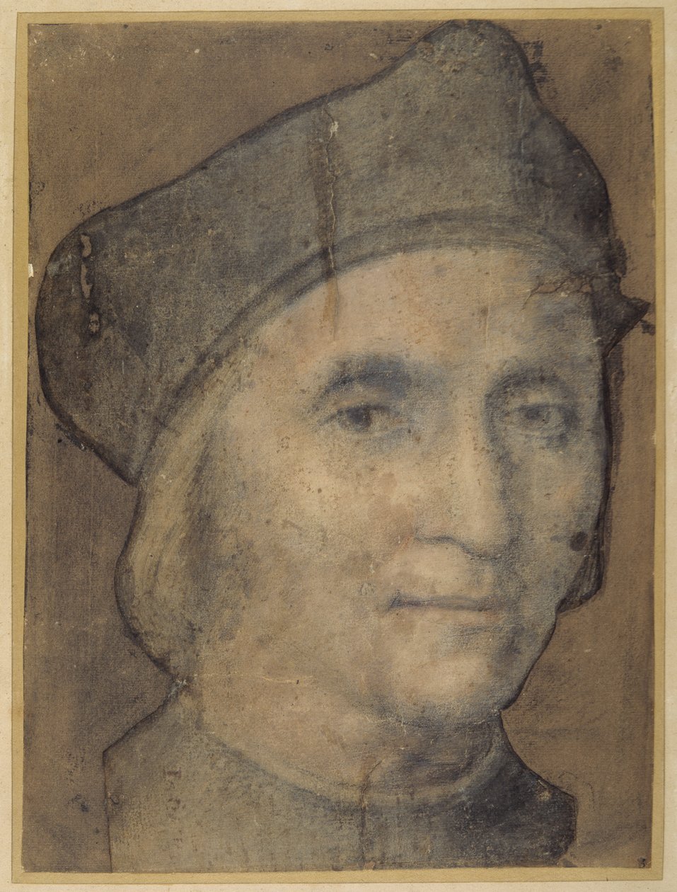 Porträtt av en prelat, ca 1510 (svarta och rosa färgade kritor) av Italian School