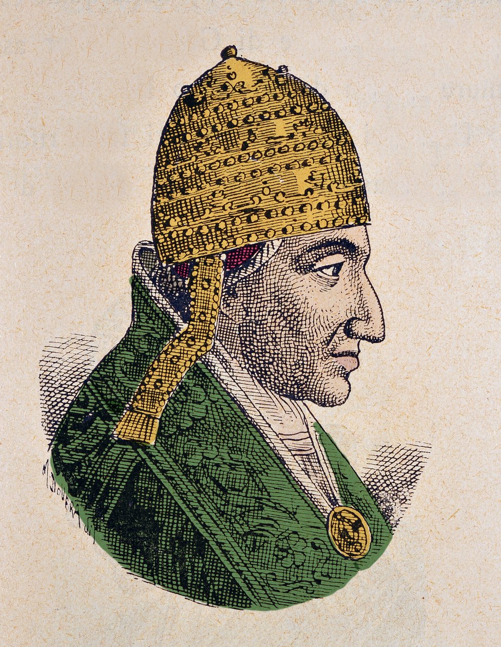 Porträtt av motpåven Johannes XVI (Giovanni, Ioannes) (997-998) av Italian School