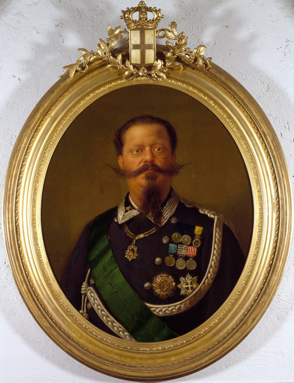 Porträtt av kungen av Italien Vittorio Emanuele II (Victor Emmanuel) (Victor-Emmanuel) (1820-1870) Anonym målning. 1800-talets privatsamling - Porträtt av kungen av Italien, Victor Emanuel II (Vittorio Emanuele II) (1820-1870). Anonym målning av Italian School