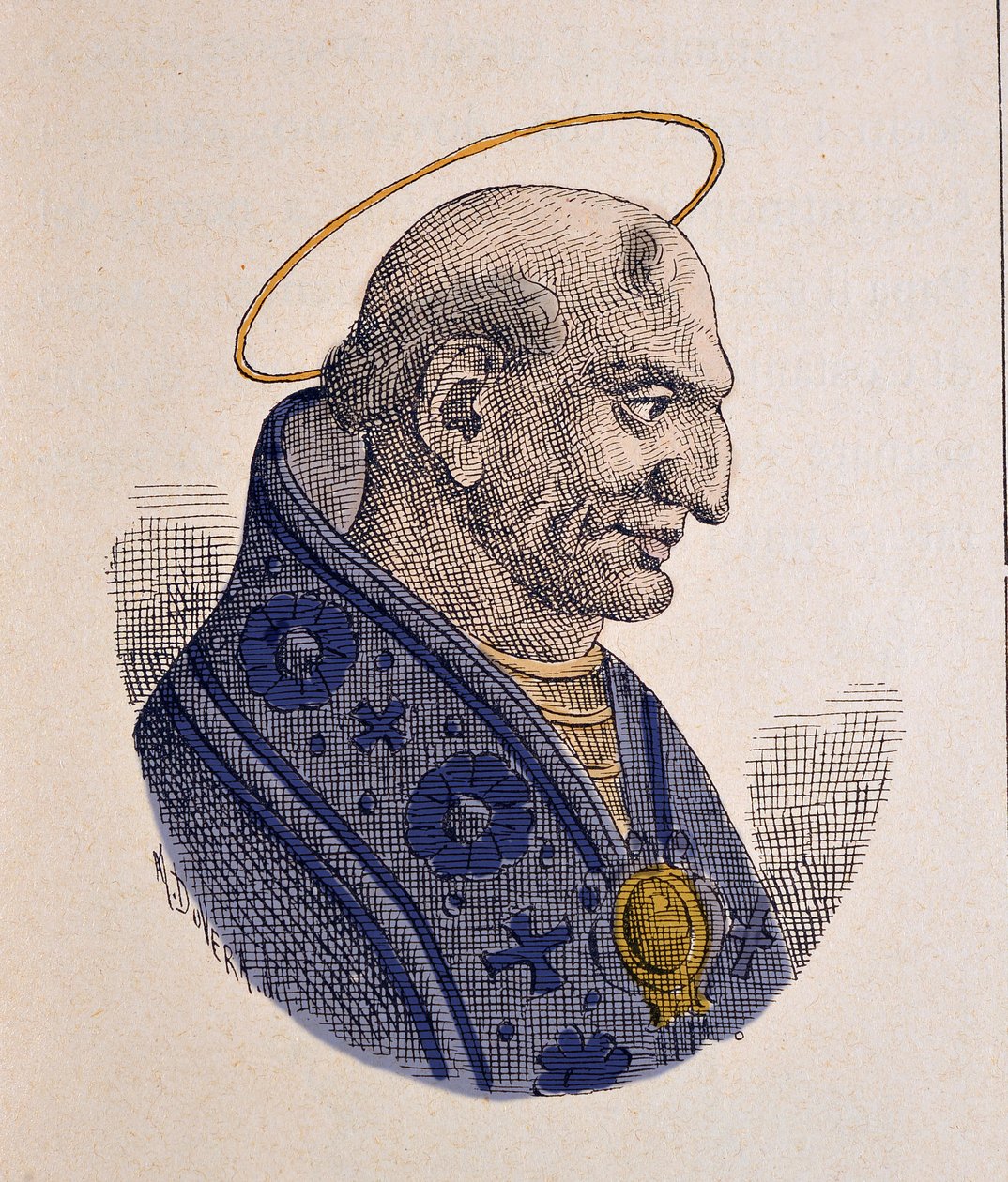 Porträtt av påven Adeodat II eller Dieudonne (672-676) av Italian School