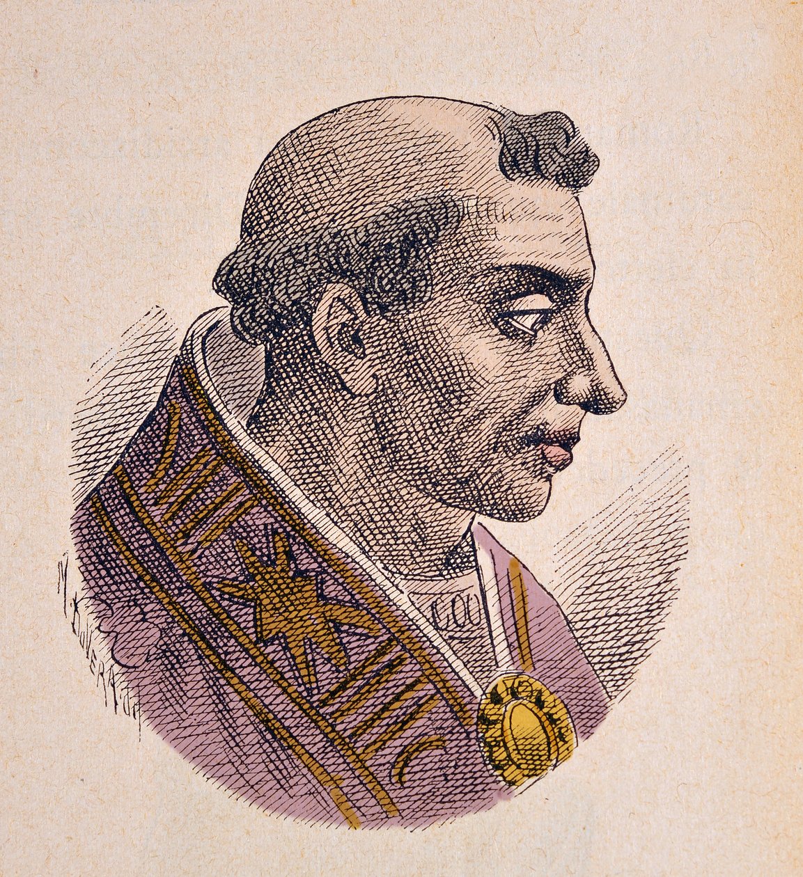 Porträtt av påven Hadrianus II (867-872) av Italian School