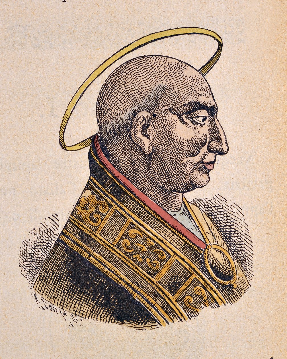 Porträtt av påven Calixte (Calliste eller Callixtus eller Callistus eller Callisto) Ier (217-222) av Italian School