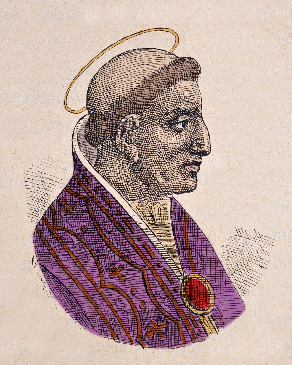 Porträtt av påven Gregoire III (Gregorio eller Gregorius) (731-741) av Italian School