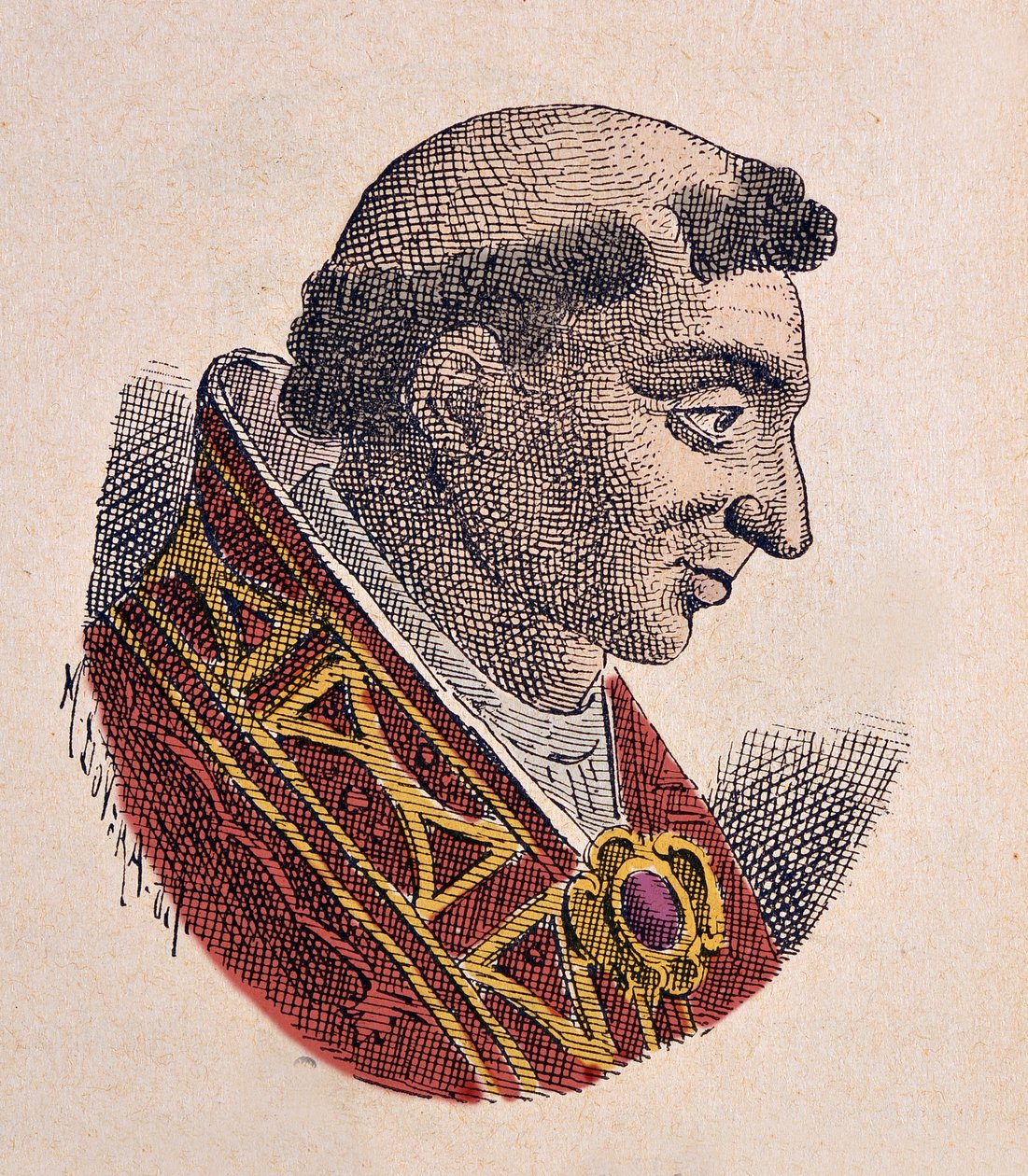 Porträtt av påven Johannes IX (Giovanni, Ioannes) (898-900) av Italian School