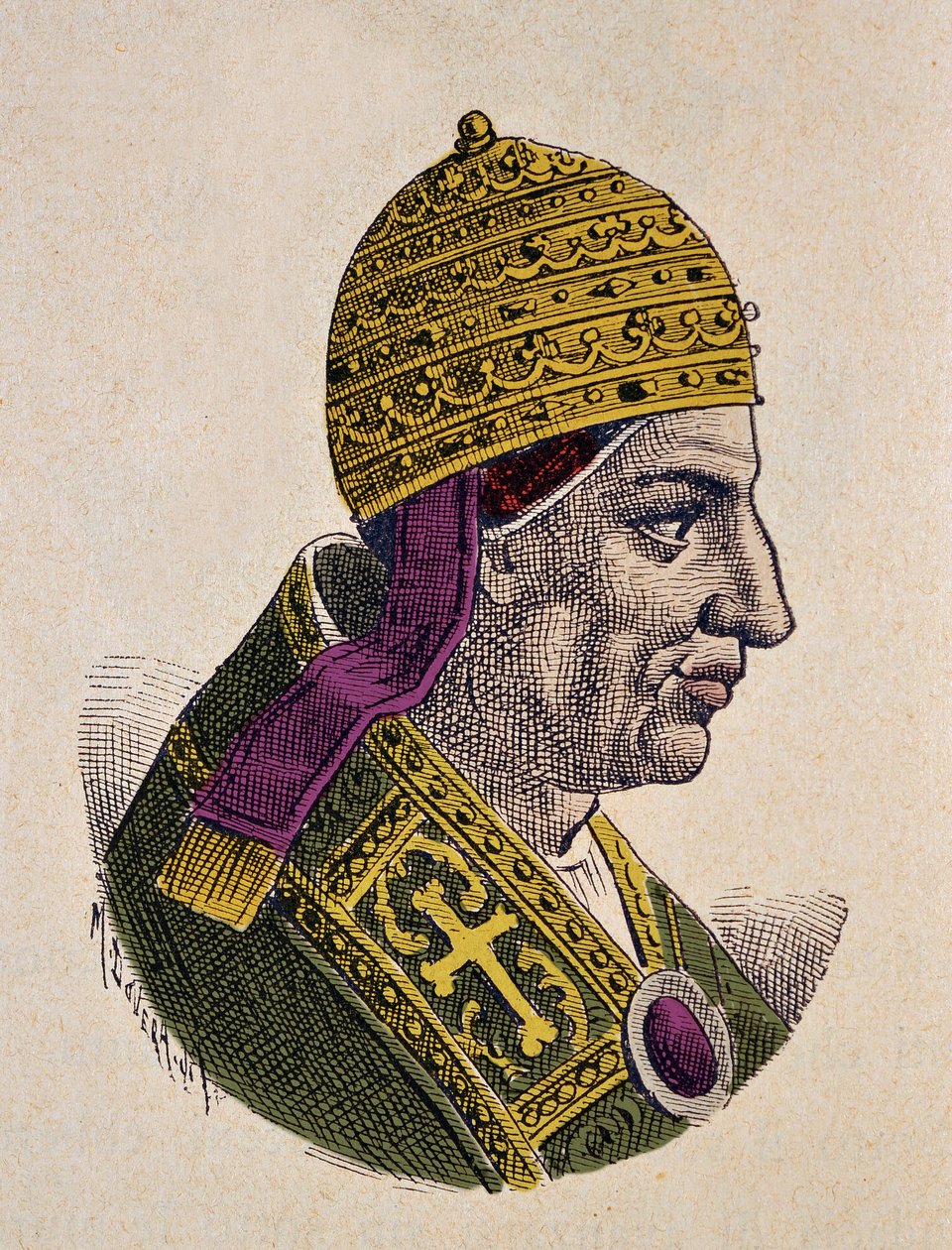 Porträtt av påven Nicolas Ier le Grand (Nicola I, Nicholas eller Nicolo eller Niccolo eller Nicolaus) (858-867) av Italian School