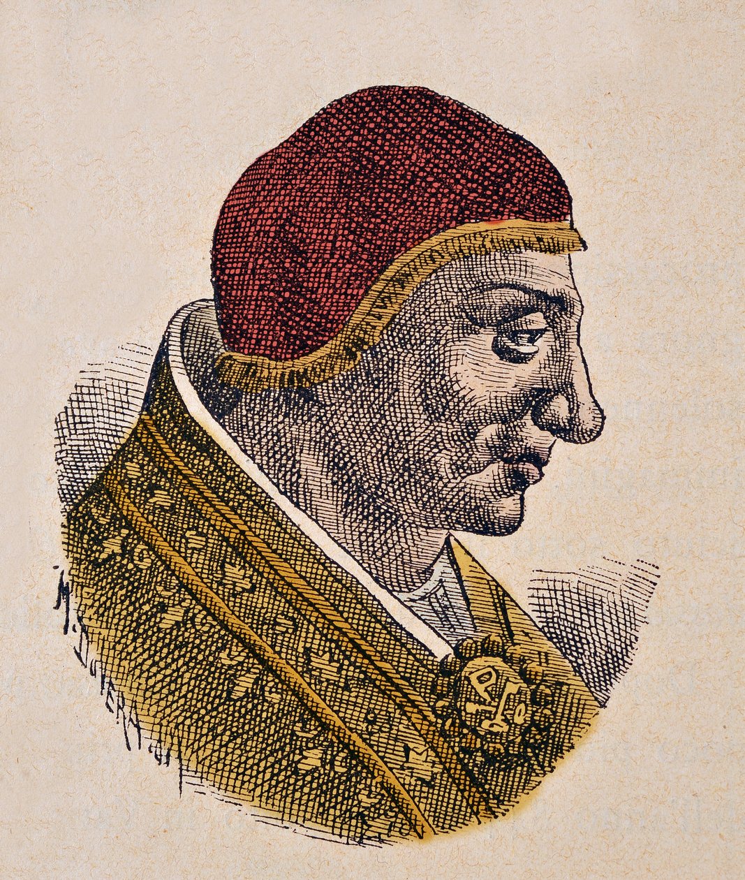 Porträtt av påven Serge II (Sergius, Sergio) (844-847) av Italian School