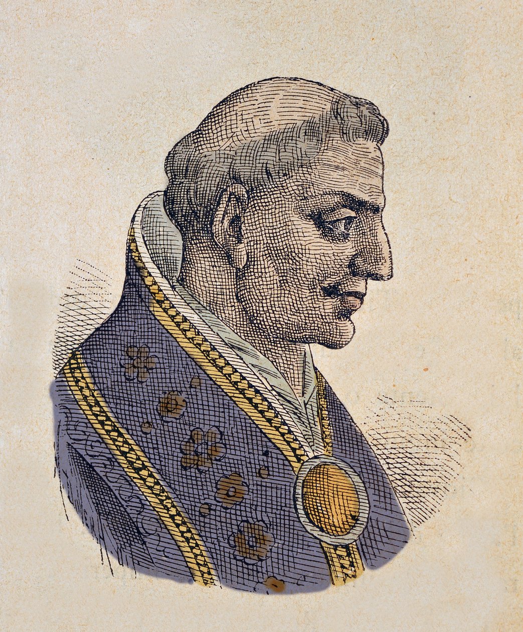 Porträtt av påven Sisinnius (708) av Italian School
