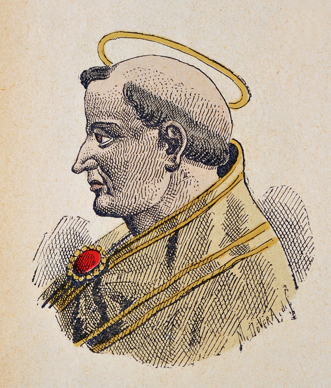 Porträtt av påven Sixte III (Sixtus, Sisto eller Xystus) (432-440) av Italian School