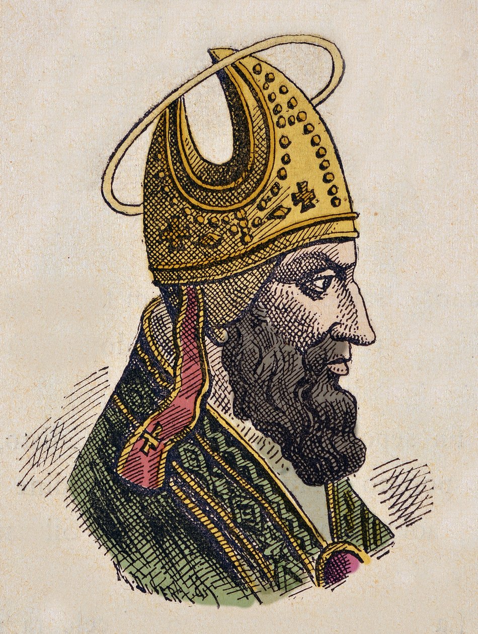 Porträtt av påven Sylvestre Ier (Silvestre eller Sylvester eller Silvestro) (314-335) av Italian School