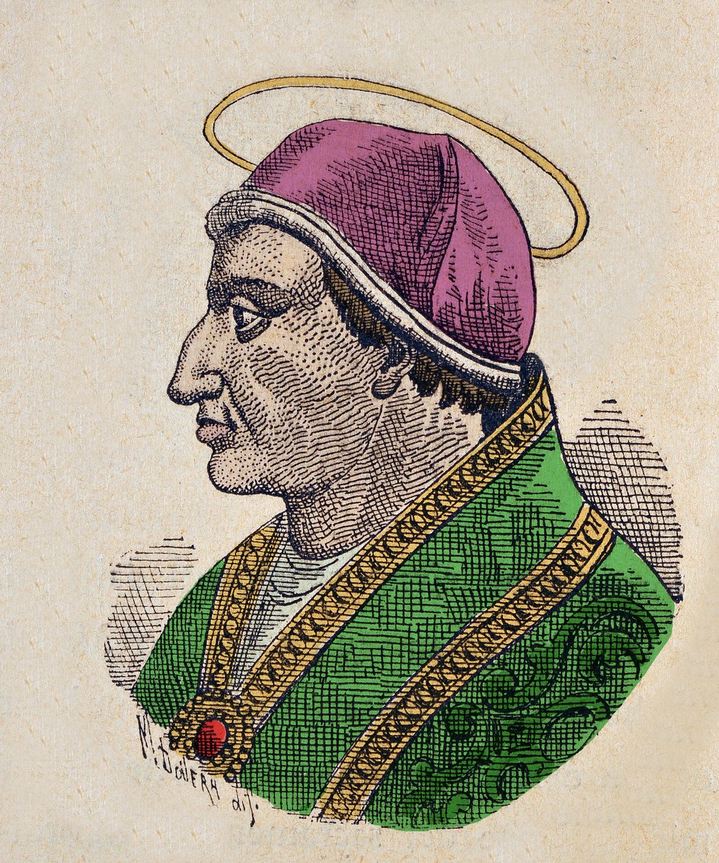 Porträtt av påven Symmaque Jer (Symmachus eller Simmaco) (498-514) av Italian School