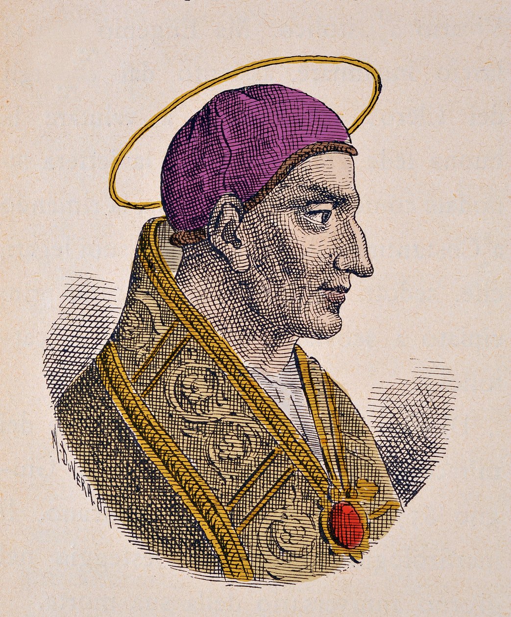 Porträtt av påven Vitalien (Vitalianus eller Vitaliano) (657-672) av Italian School