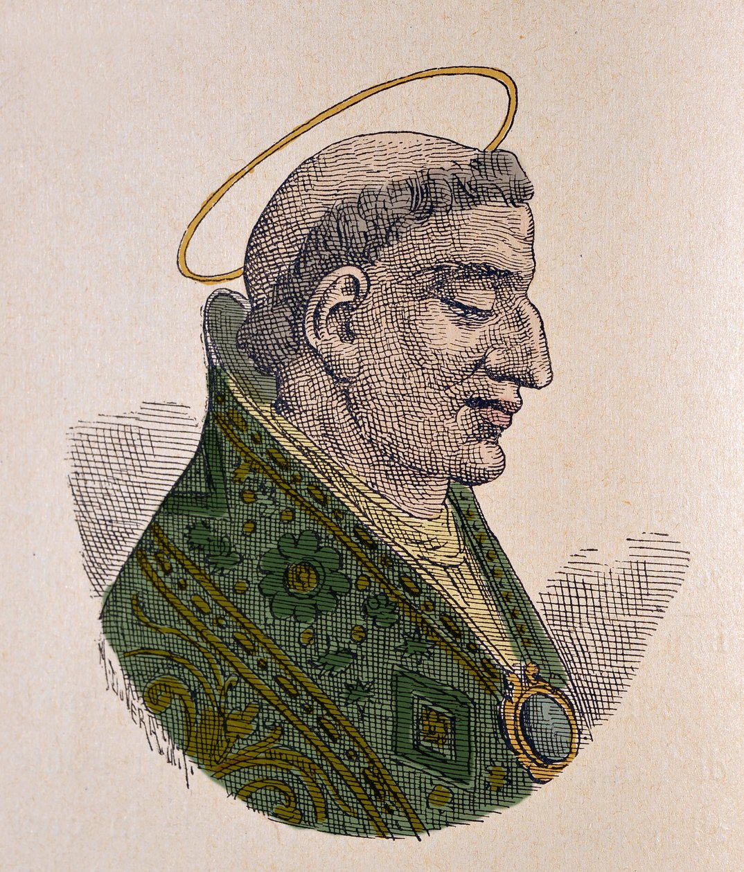 Porträtt av påvens helgon Agathon (Agatho eller Agatone) (678-681) av Italian School