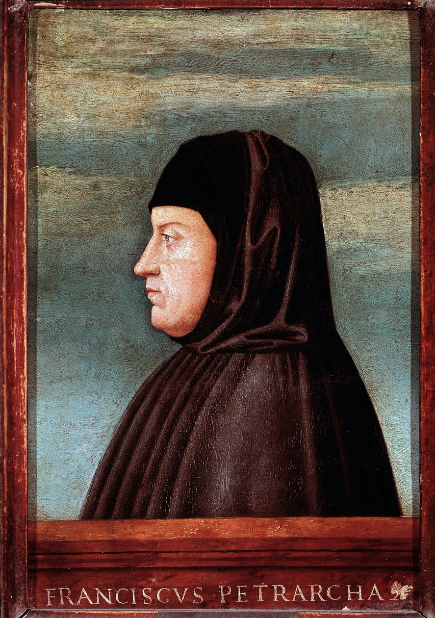 Porträtt av poeten Francesco Petrarca dit Petrarch (1304-1374) Målning av den venetianska skolan. 1400-talets Rom, Galleria Borghese av Italian School