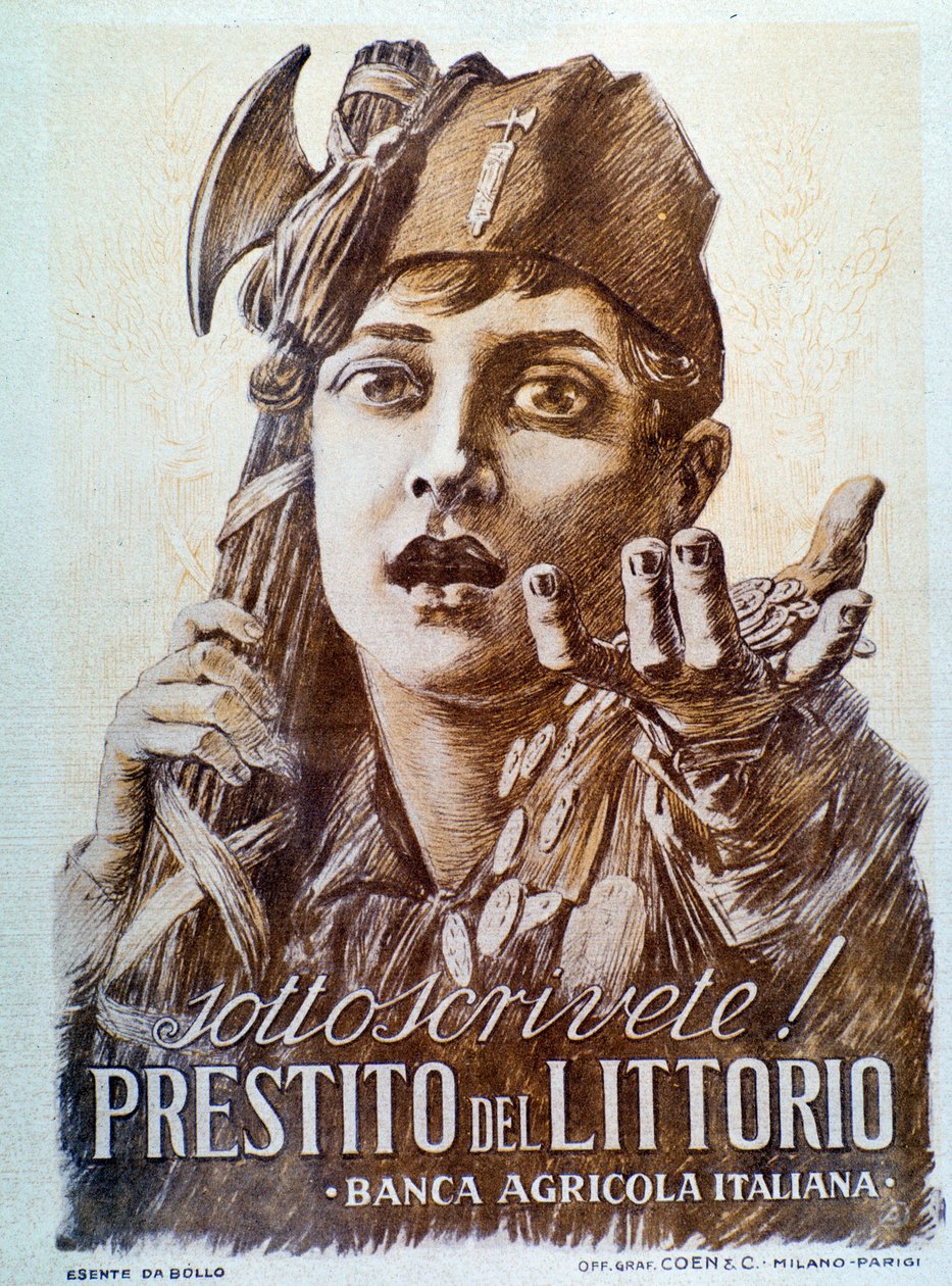 Fascistisk propagandaaffisch för Littorio-lånet av Italian School