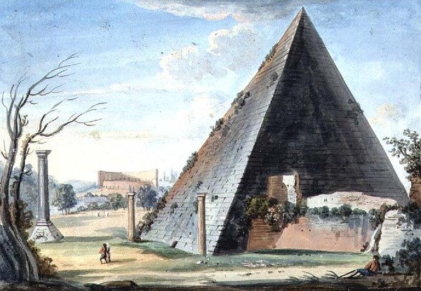 Pyramidgrav av Caius Cestus (akvarell) av Italian School