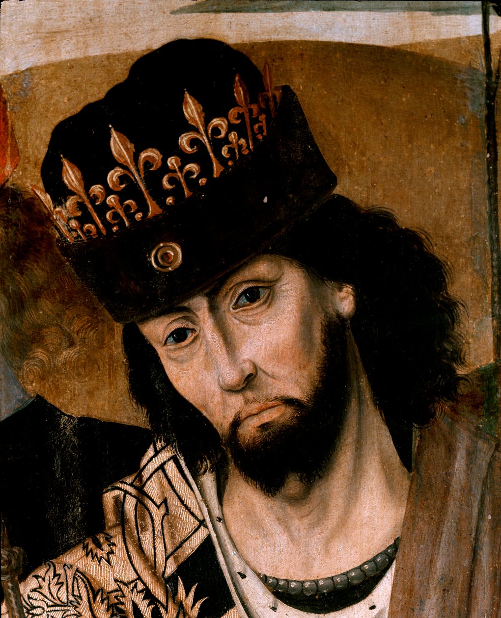 Representation av Robert I av Anjou (1278-1343) kung av Sicilien och ledare för Guelf Party Detail. Målning av den napolitanska skolan. Slutet av 1400-talet. Neapel, Museo Nazionale di Capodimonte av Italian School