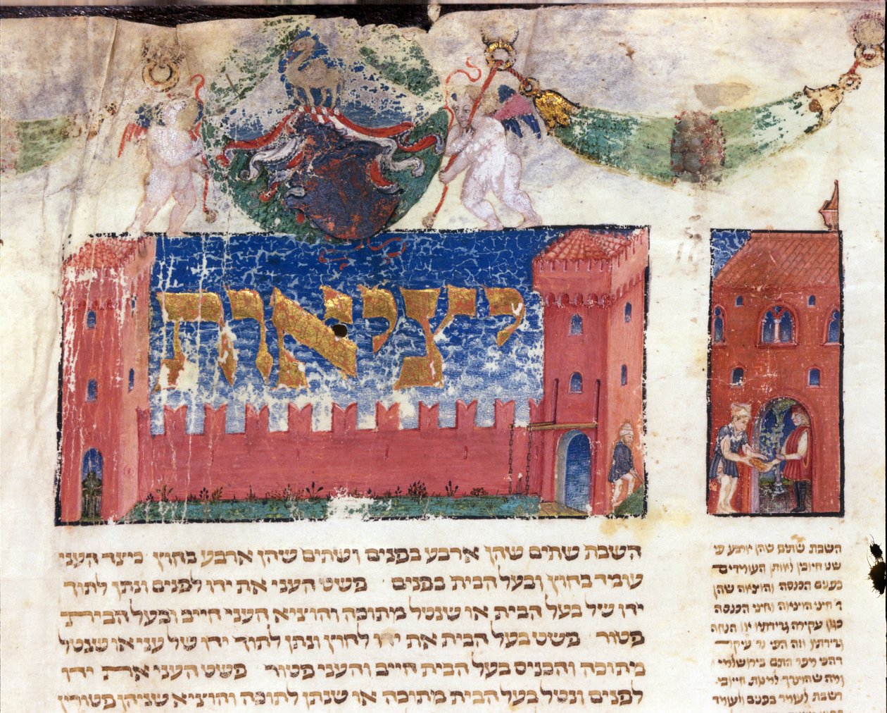 Representation av en rik mans palats (vellum) av Italian School