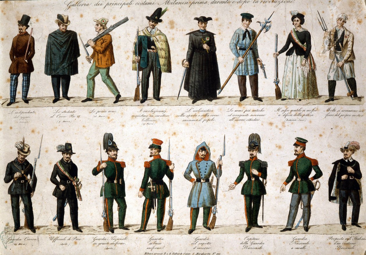 Risorgimento: The Five Days of Milan (Cinque giornate di Milano) (18-22 mars 1848): detta är ett av de första avsnitten av revolutionerna 1848 (en del av det första italienska frihetskriget) som såg uppkomsten av Milaneserna befolkningsupprorande mot av Italian School