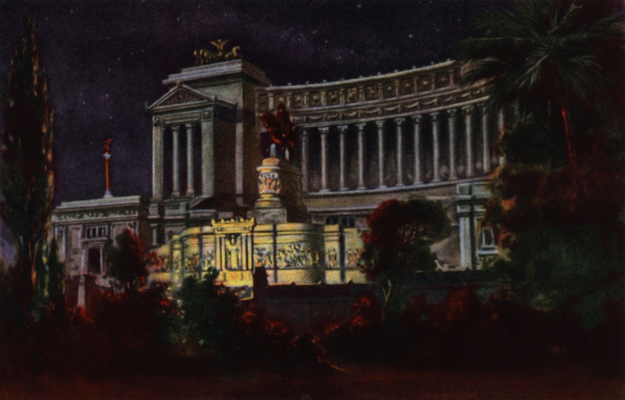 Rom: Monument över Victor Emmanuel II (färglitografi) av Italian School