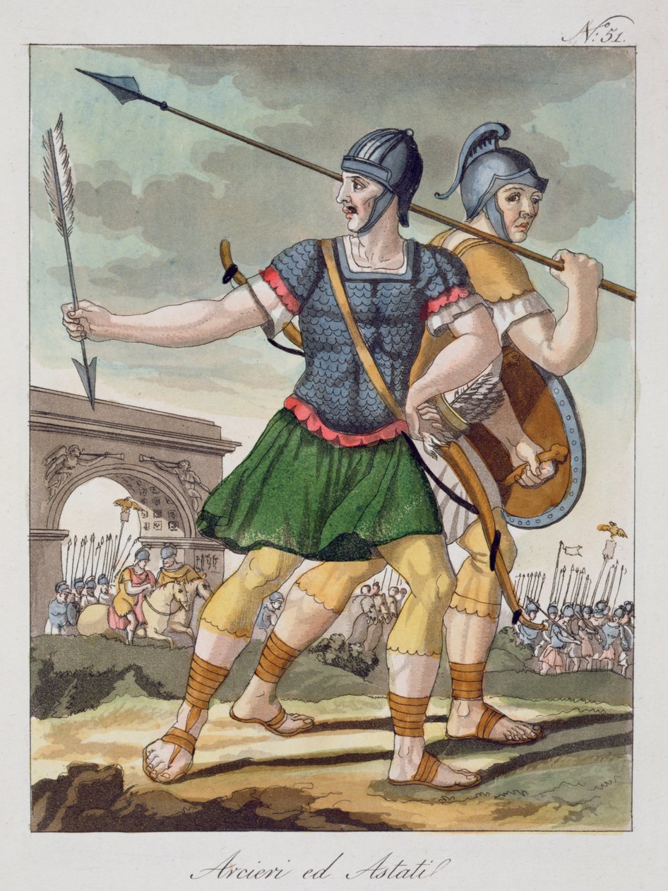 Roman Archers, från LAntica Roma, 1825 av Italian School