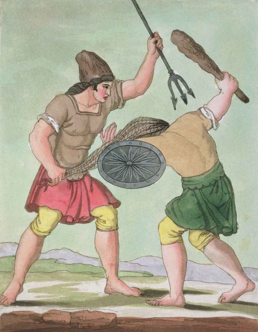 Romerska gladiatorer, från LAntica Roma, 1825 av Italian School