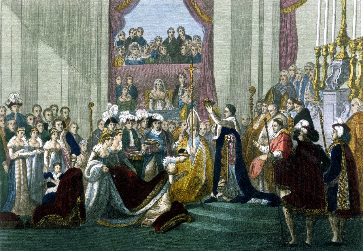 Helige kejsar Napoleon I och kröning av Impress Josephine i Our Lady den 2 december av Italian School