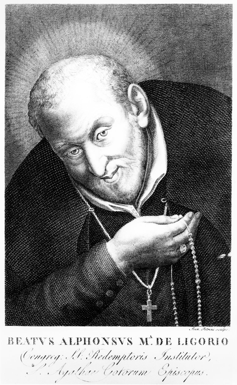 Saint Alphonsus Maria de Ligorio, tryck av Joan Petrini av Italian School