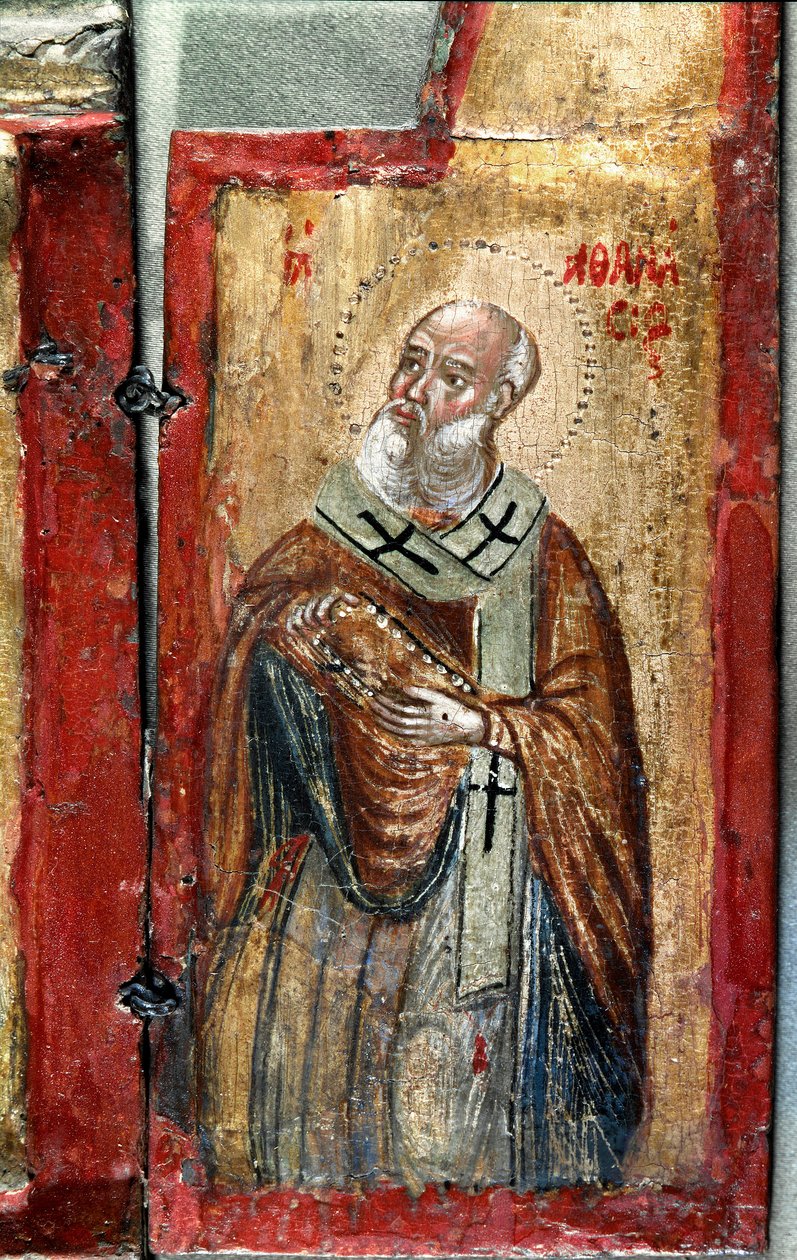 Saint Anastasia detalj. Triptyk av en grekisk konstnär. Måla på trä. 1500-talets Venedig, Museo Correr av Italian School