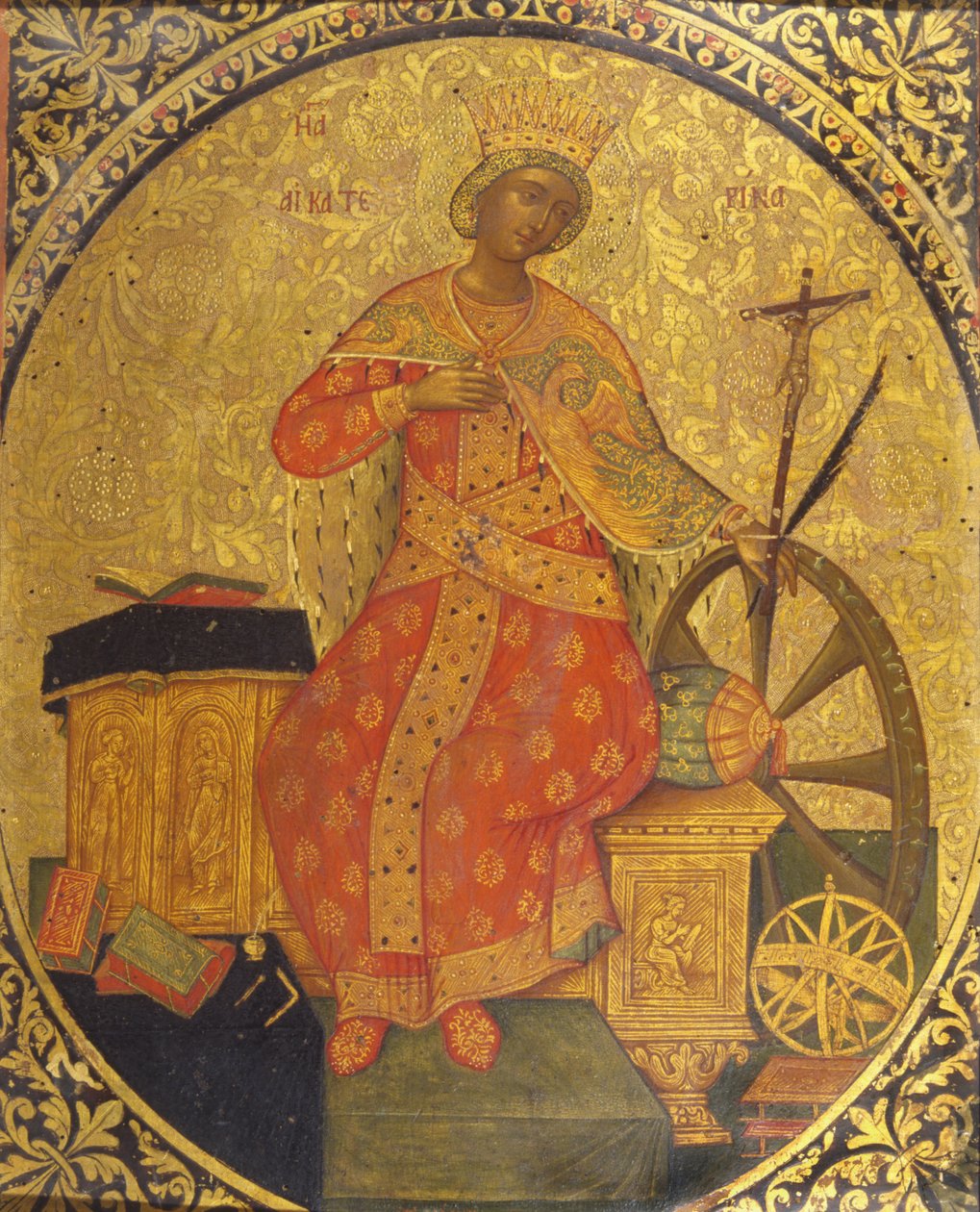 Saint Catherine of Alexandria (tempera och bladguld på panel) av Italian School