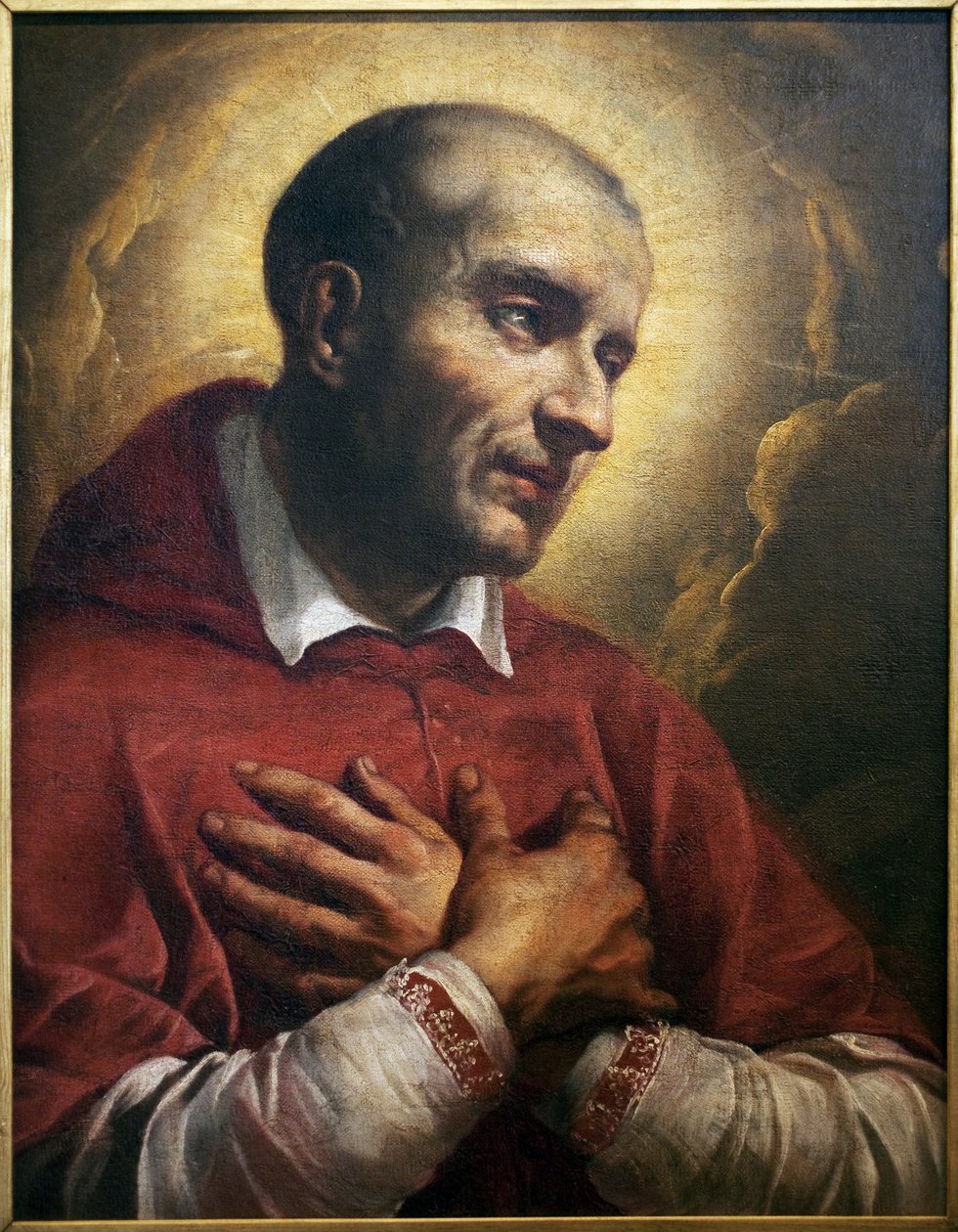 Saint Charles Borromee (1538-1584). (San Carlo Borromeo) Fragment av en anonym målning av Neapel (Italien), olja på duk 1600-talet. Museum of Fine Arts i Angers. av Italian School